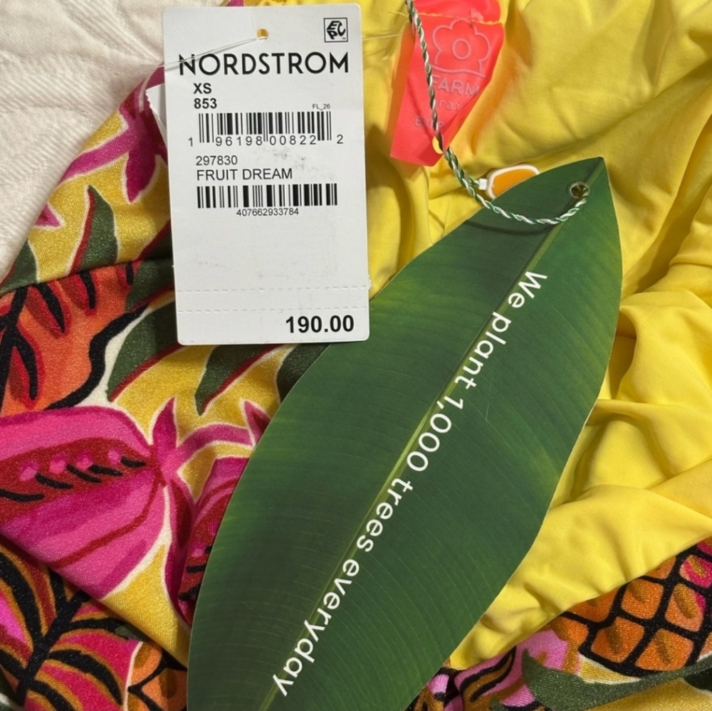 FARM RIO Tropical Dreams One-Shoulder Side Ruffle One Piece Swimsuit NWT - Picture 7 of 9